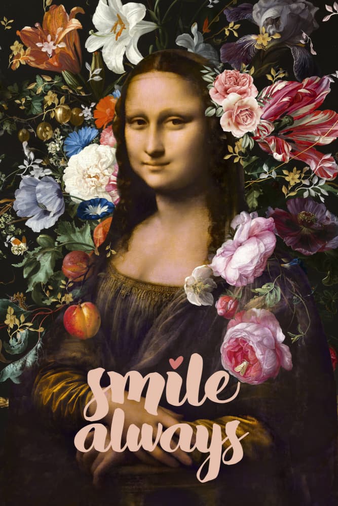 Mona Lisa Floral Smile by amini54 — canvas wall art