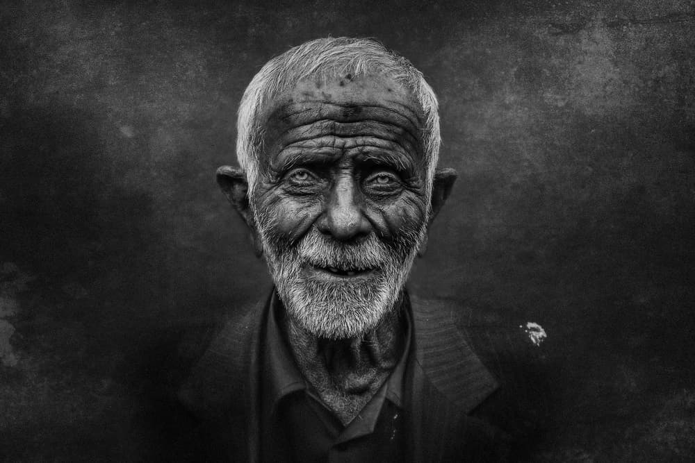 Wise Old Man Portrait by FATHI ALDARWISH — canvas wall art