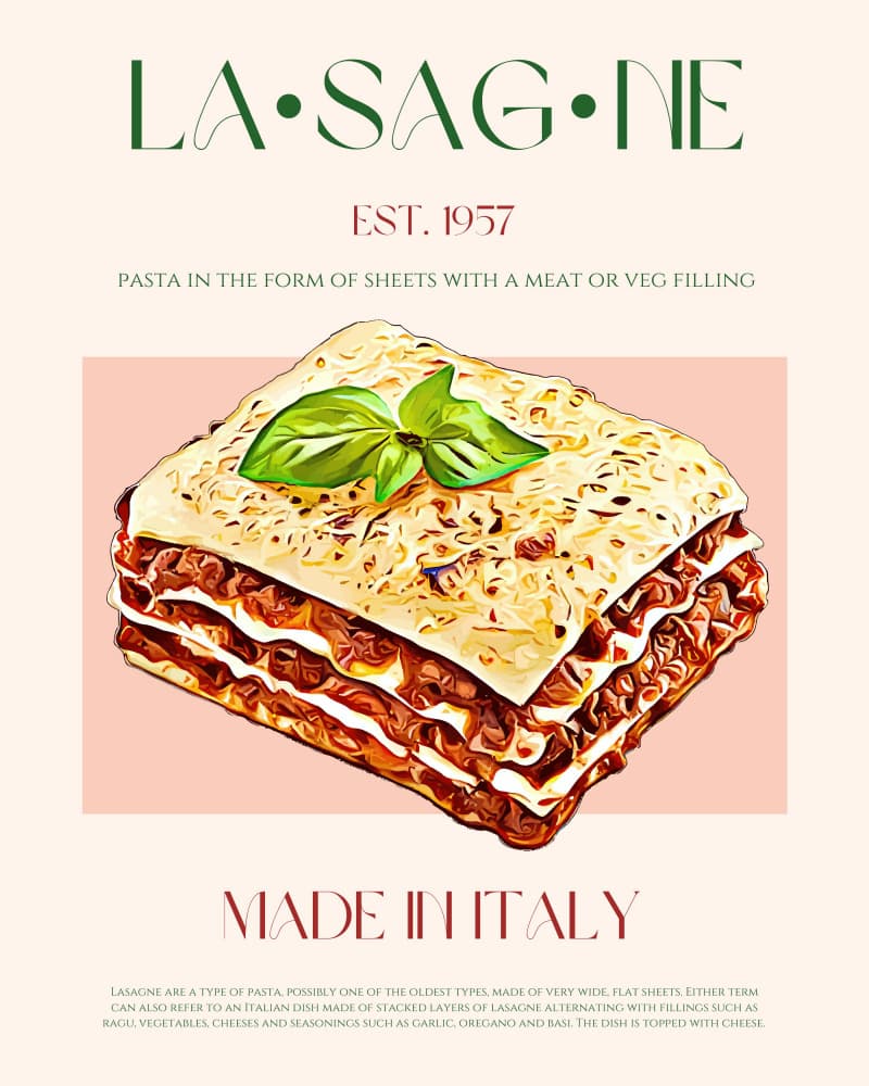 Classic Italian Lasagna by Nazma Khokhar — canvas wall art