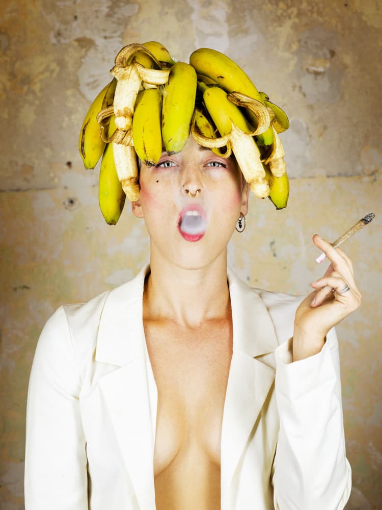 Banana Smoke Woman by Michael Allmaier — canvas wall art