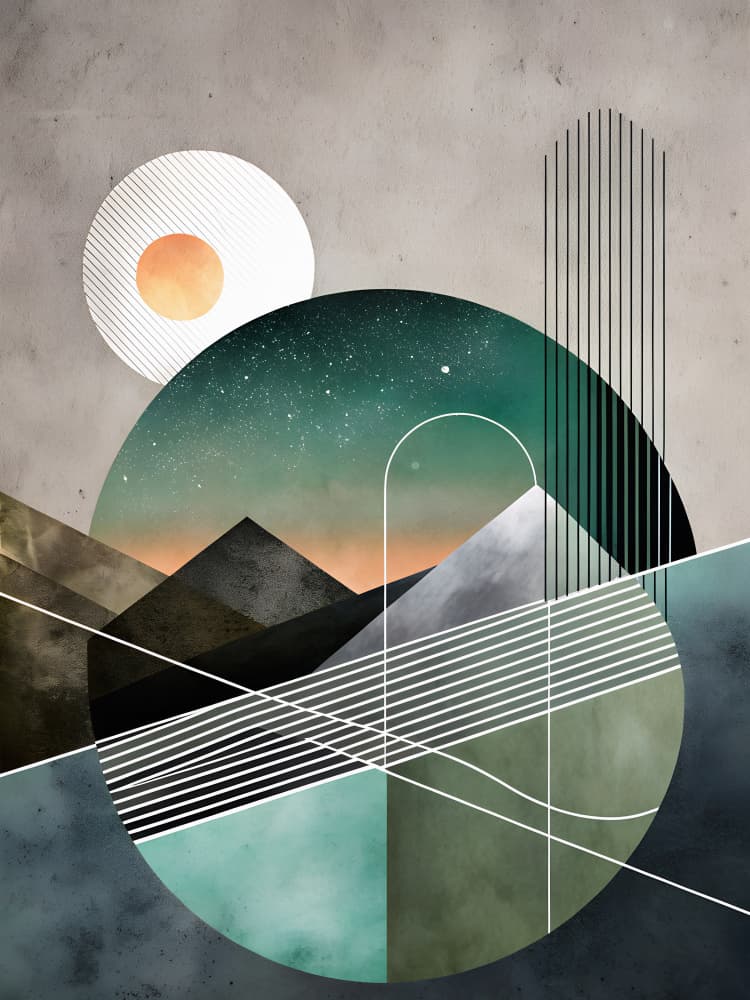Geometric Mountain Sky by Miguel Bruzual — canvas wall art