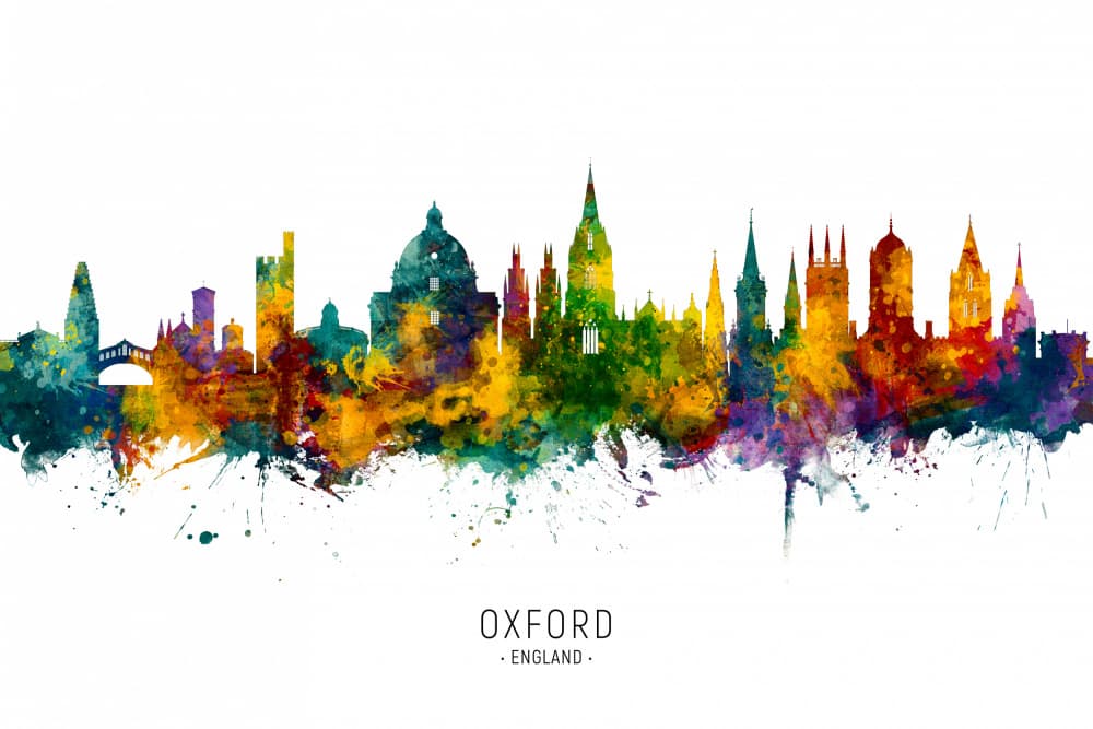 Vibrant Oxford Skyline by Michael Tompsett — canvas wall art