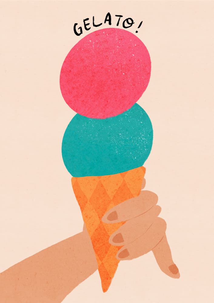 Colorful Gelato Cone by Dirkie Nell — canvas wall art