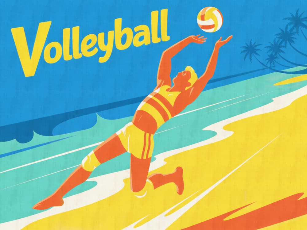 Retro Beach Volleyball by Andreas Magnusson — canvas wall art