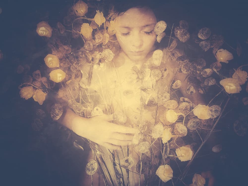 Dreamy Woman Golden Glow by Delphine Margau — canvas wall art