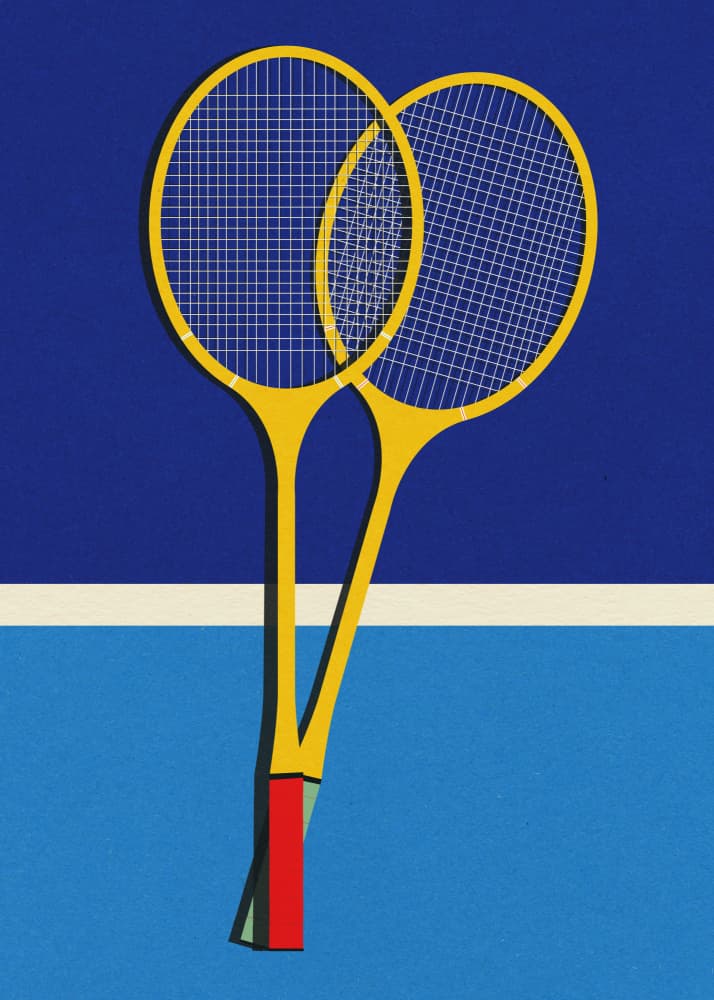 Wooden Badminton Rackets by Rosi Feist — canvas wall art