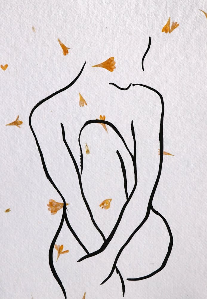 Minimalist Woman and Petals by Santhosh ch — canvas wall art