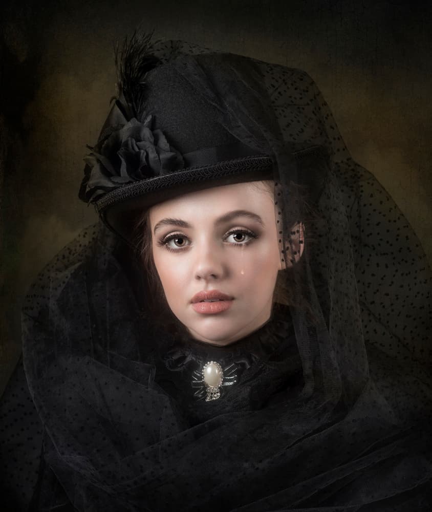 Elegant Veiled Sorrow by Joan Blease — canvas wall art
