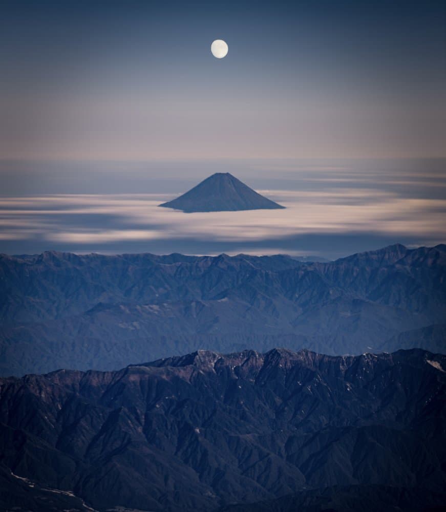 Moon Over Fuji Clouds by Adachi Lintaman — canvas wall art