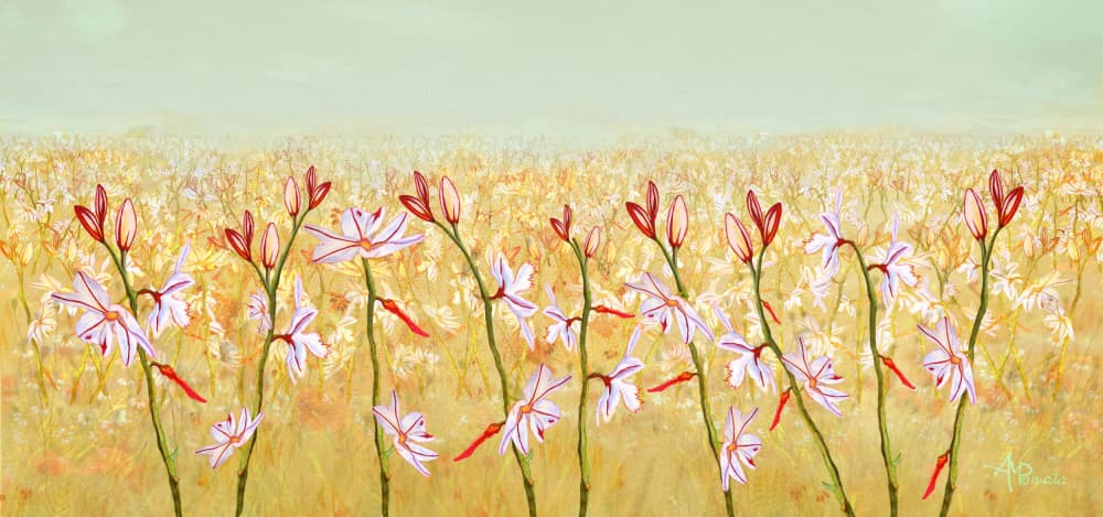 Golden Field Blooms by Angeles M. Pomata — canvas wall art