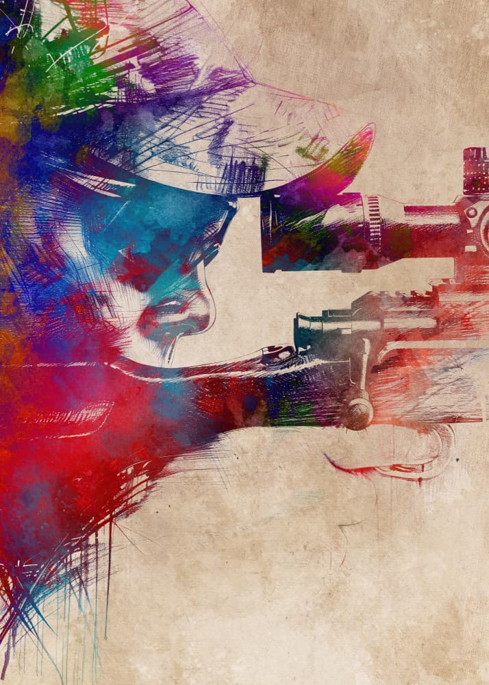 Sniper's Intense Aim by Justyna Jaszke — canvas wall art