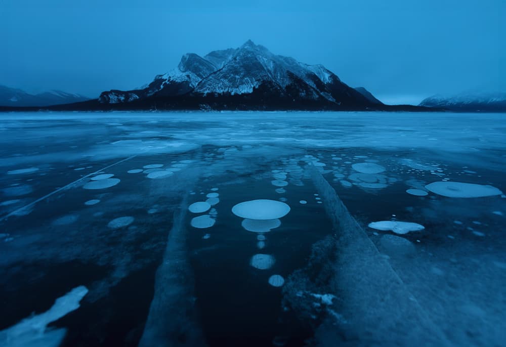 Frozen Methane Lake Bubbles by Leechee Z — canvas wall art