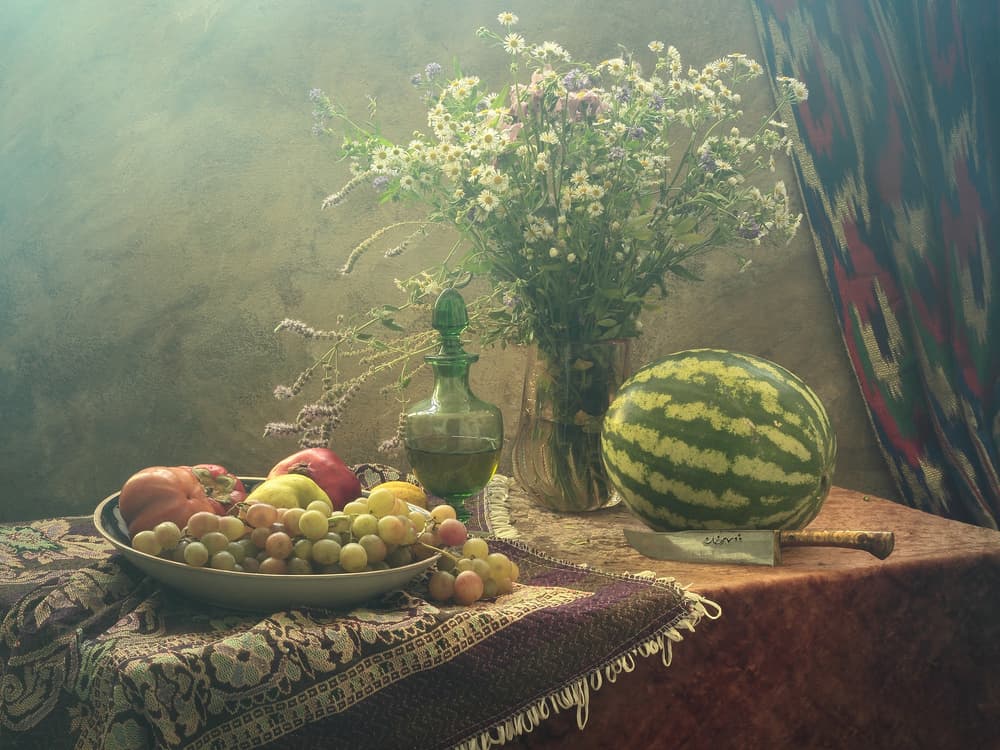 Harvest Table Still Life by UstinaGreen — canvas wall art
