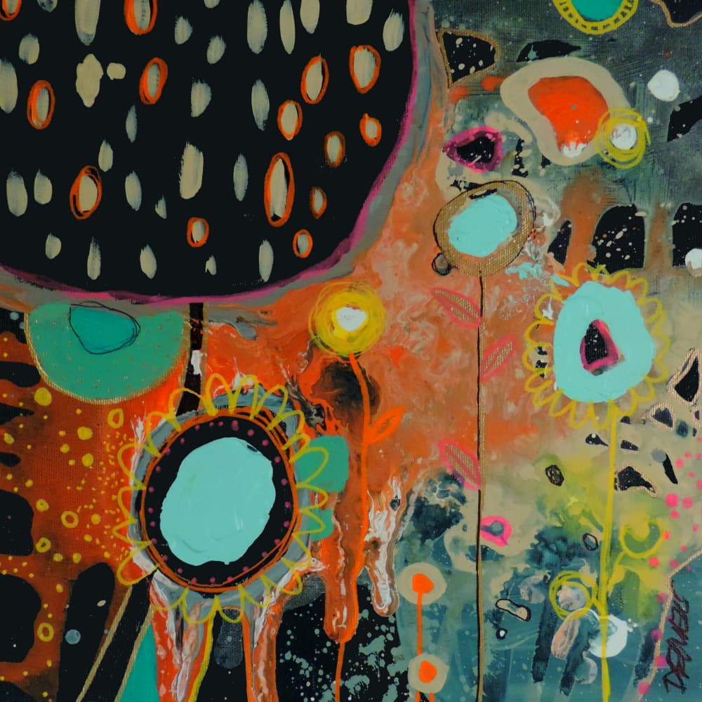 Vibrant Abstract Flowers by Sylvie Demers — canvas wall art