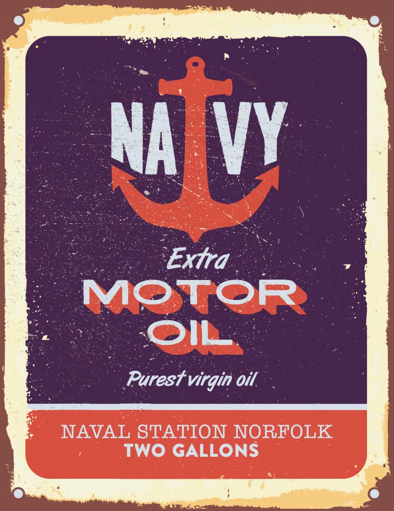 Retro Navy Motor Oil by Fadil Roze — canvas wall art