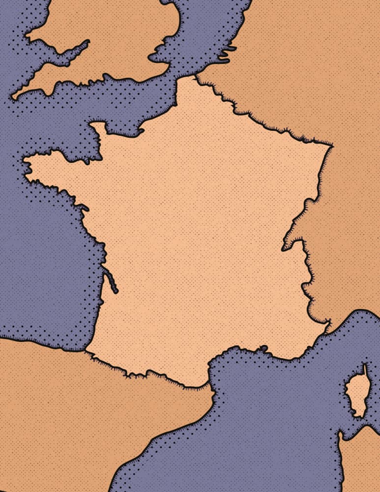 Classic France Map by Nicholas — canvas wall art
