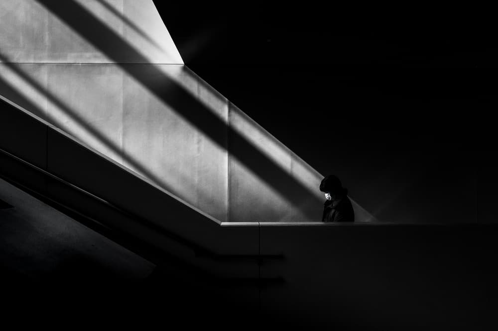 Solitary Figure Shadows by NOB NOZA — canvas wall art