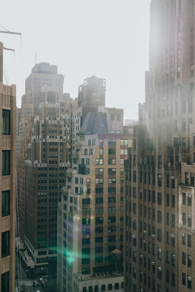 Misty Urban Towers by Amanda Morie — canvas wall art