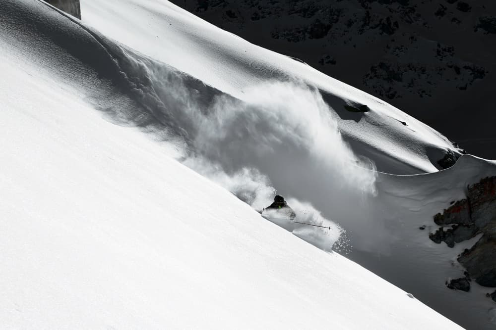 Powder Skiing Action by Jakob Sanne — canvas wall art