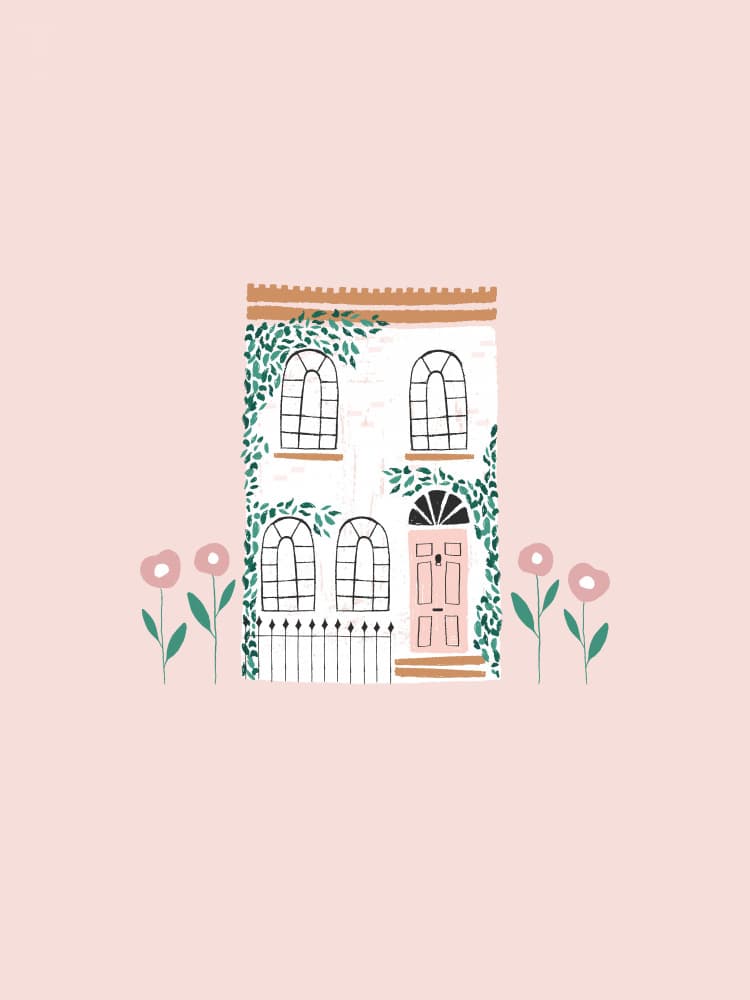 Charming Pink House by Aislinn Simmonds — canvas wall art