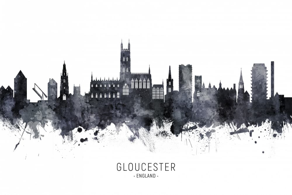 Gloucester England Skyline by Michael Tompsett — canvas wall art
