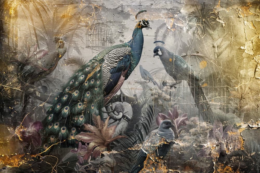 Vintage Peacock Jungle by Rafal Kulik — canvas wall art