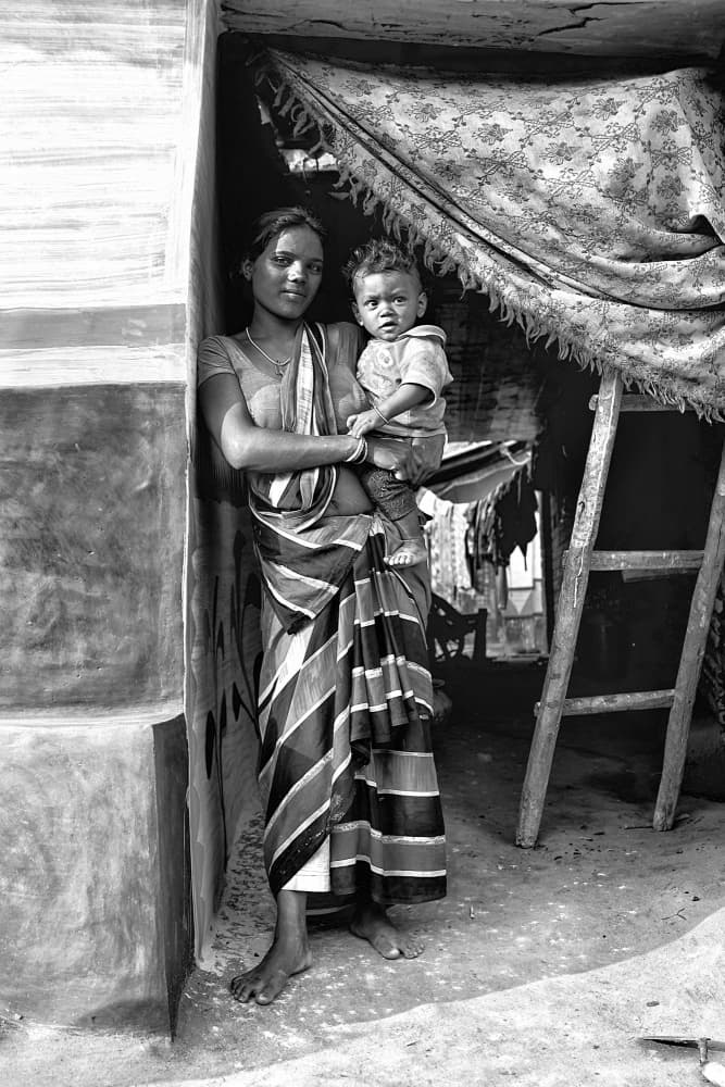 Indian Mother and Child by Shaibal Nandi — canvas wall art