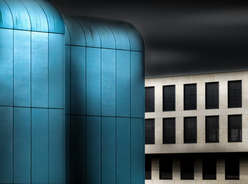 Architectural Blue Curves by Stephan Rückert — canvas wall art