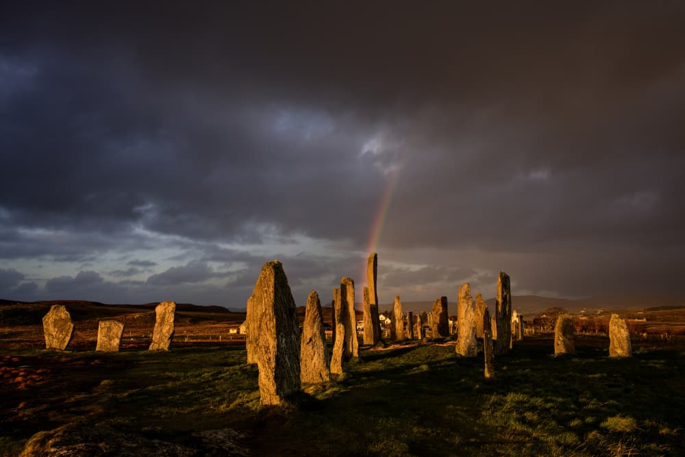 Golden Rainbow Stone Circle by John Deakin — canvas wall art