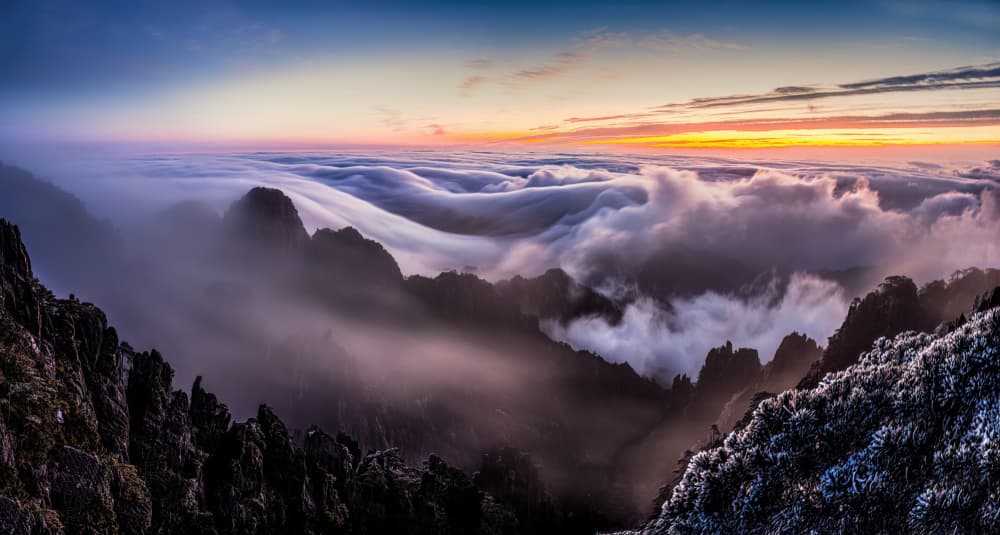 Misty Mountain Sunrise by Jie Jin — canvas wall art