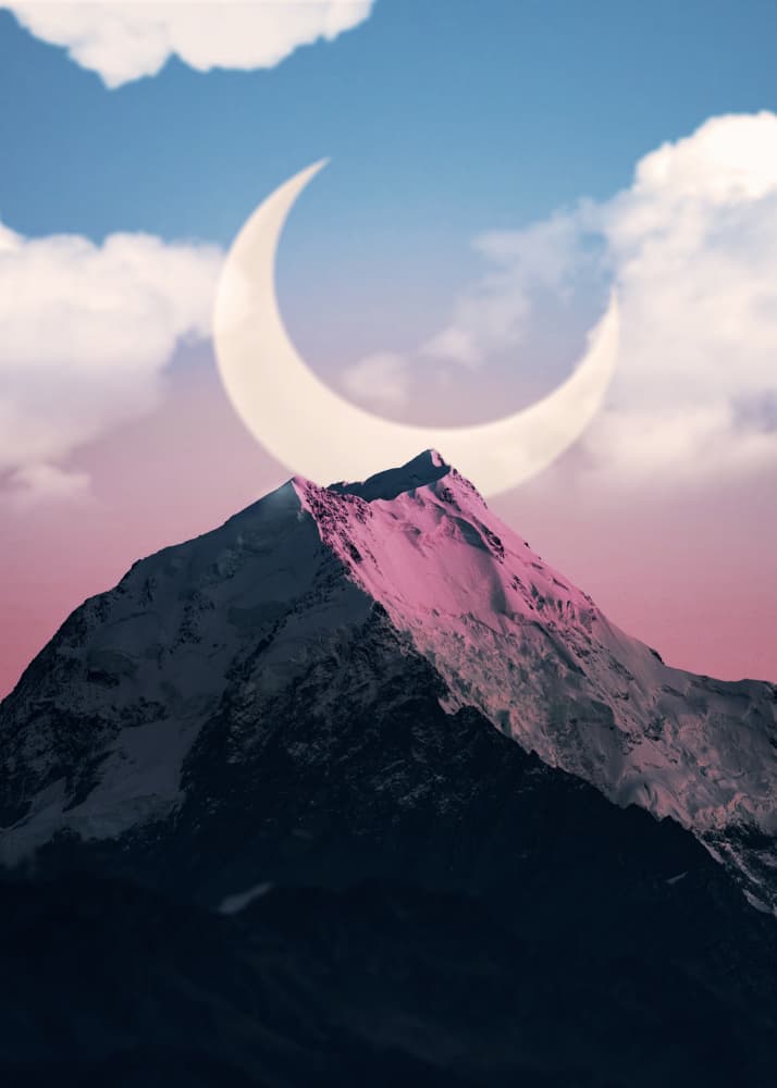 Mystical Mountain Moon by Ariz Rab — canvas wall art
