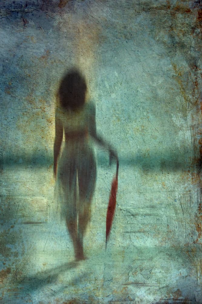 Dreamy Woman Red Umbrella by David Naman — canvas wall art