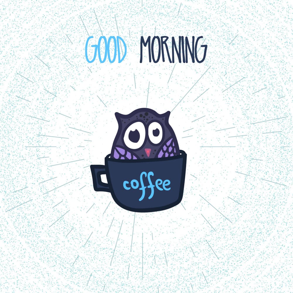 Good Morning Coffee Owl by Marika Barsrsind — canvas wall art