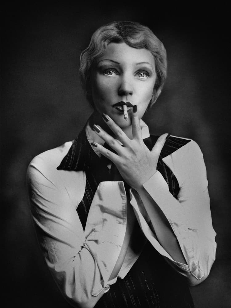 Mysterious Woman Smoking by Giordano Affolti — canvas wall art