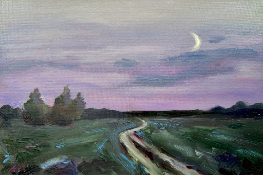 Purple Twilight Moon by Marina Kozyr — canvas wall art