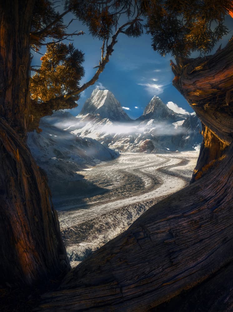Winding Glacier Peaks by Selions（陈磊） — canvas wall art