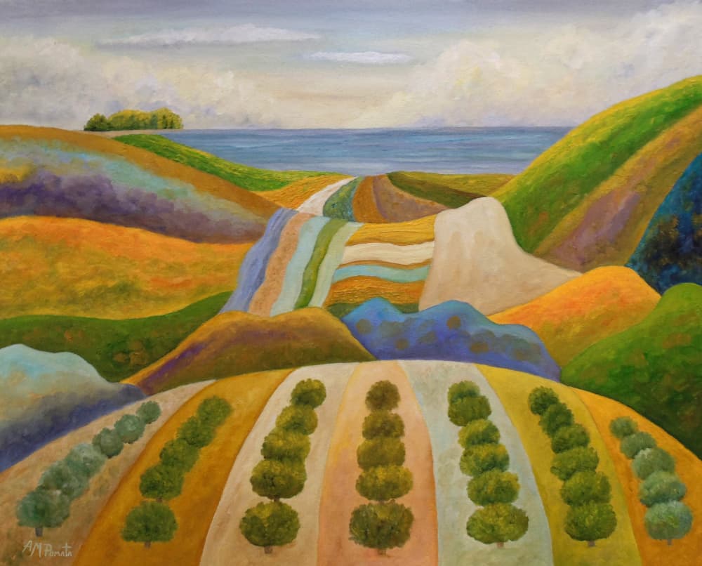 Vibrant Coastal Farmlands by Angeles M. Pomata — canvas wall art