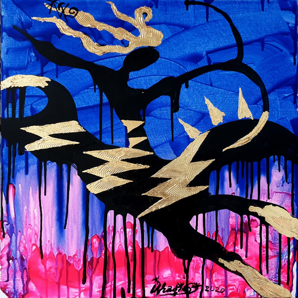 Vibrant Abstract Golden Figure