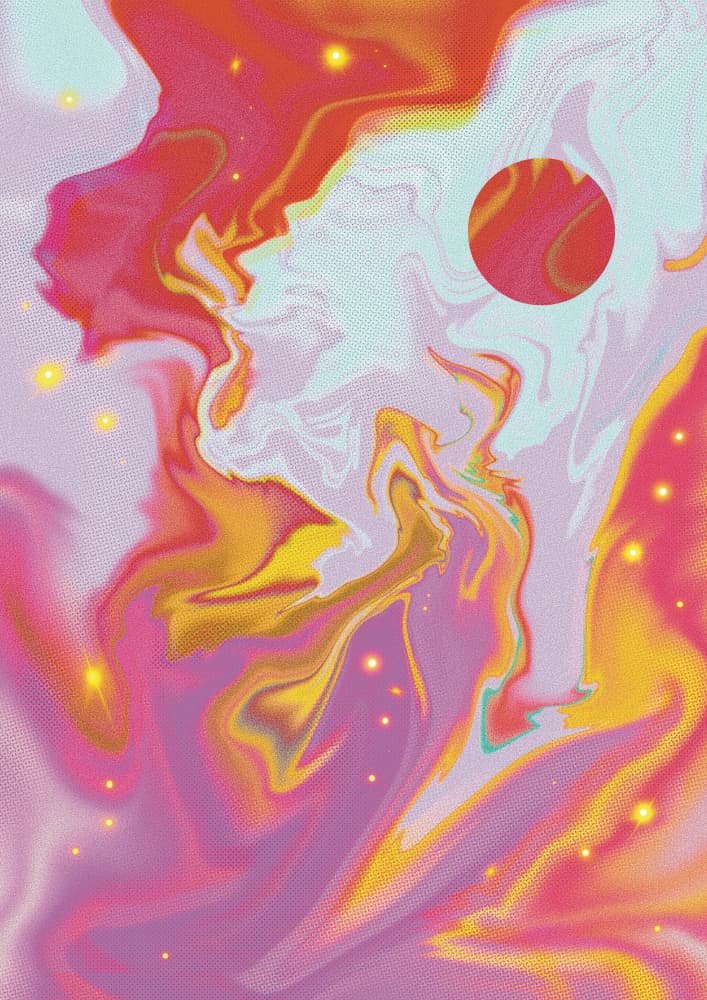 Vibrant Fluid Planet Glow by Amy Louise Baker — canvas wall art