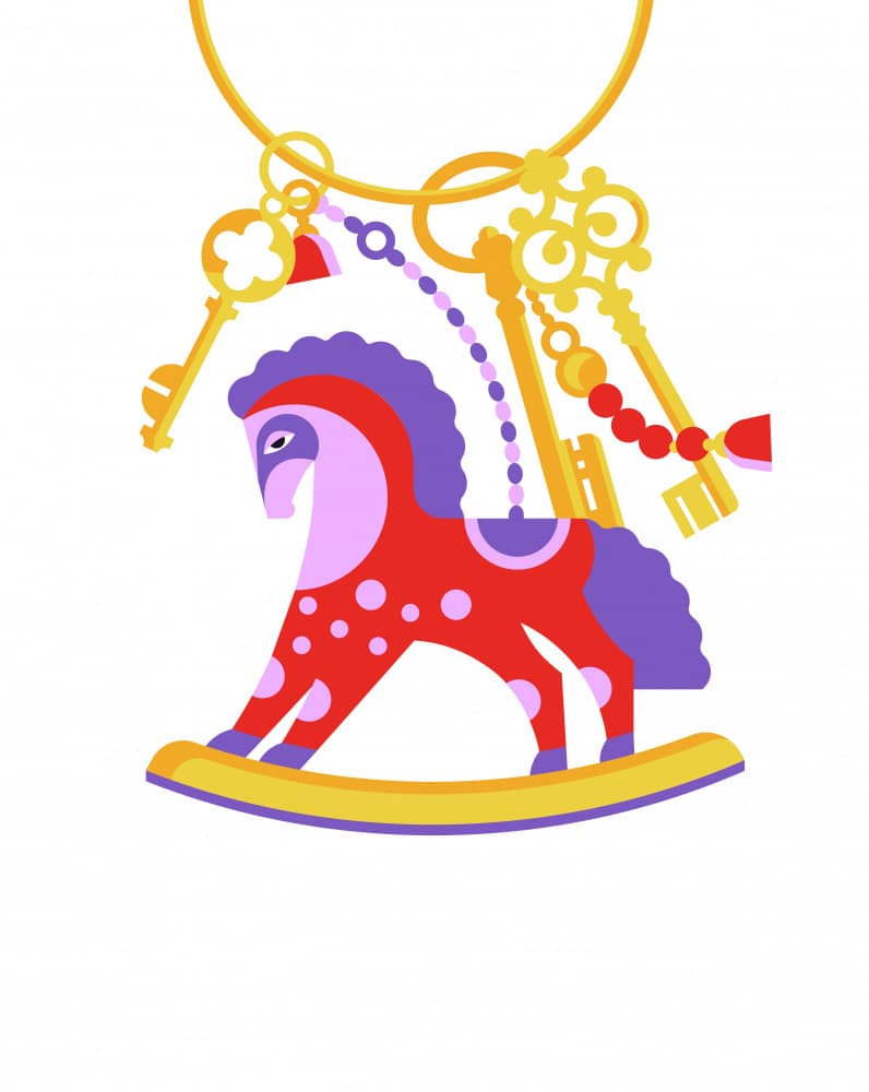 Whimsical Rocking Horse Keys by Tetiana Kava Illustration — canvas wall art