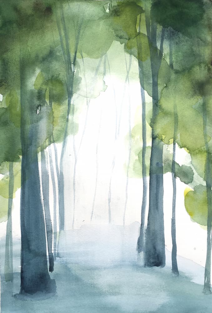 Misty Forest Path by Christine Lindstrom — canvas wall art