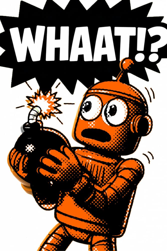 Orange Robot Bomb Shock by ERM — canvas wall art