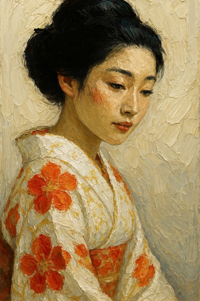 Serene Kimono Portrait by Natalie Bruns — canvas wall art