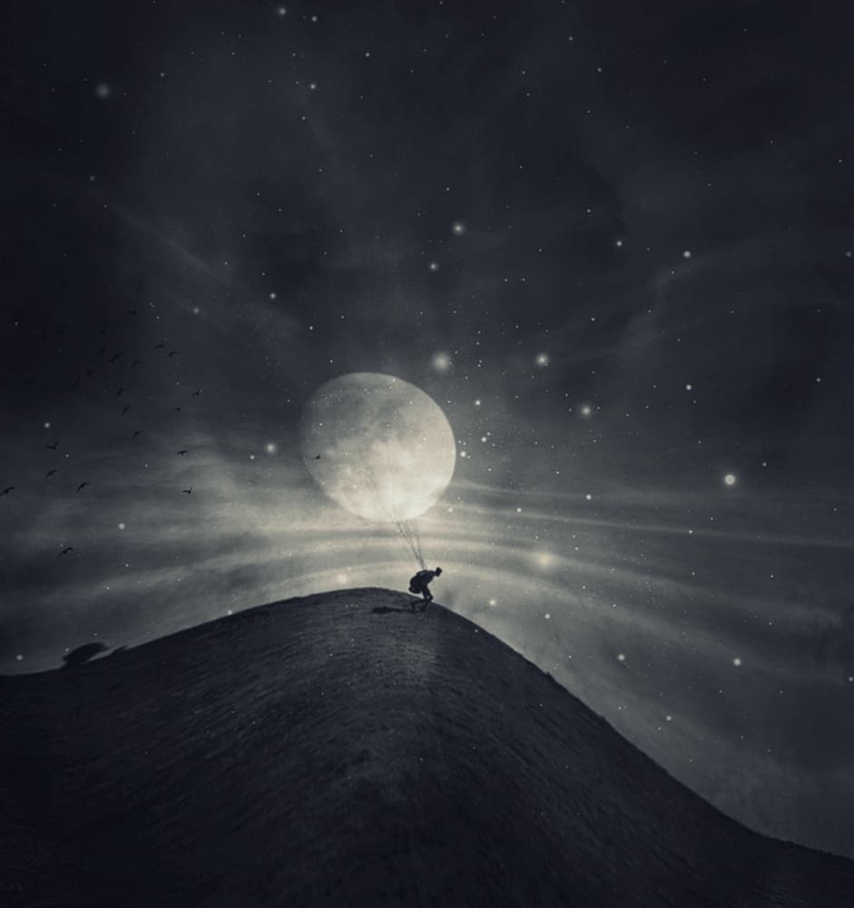 Man Carrying the Moon by Robert Fabrowski — canvas wall art