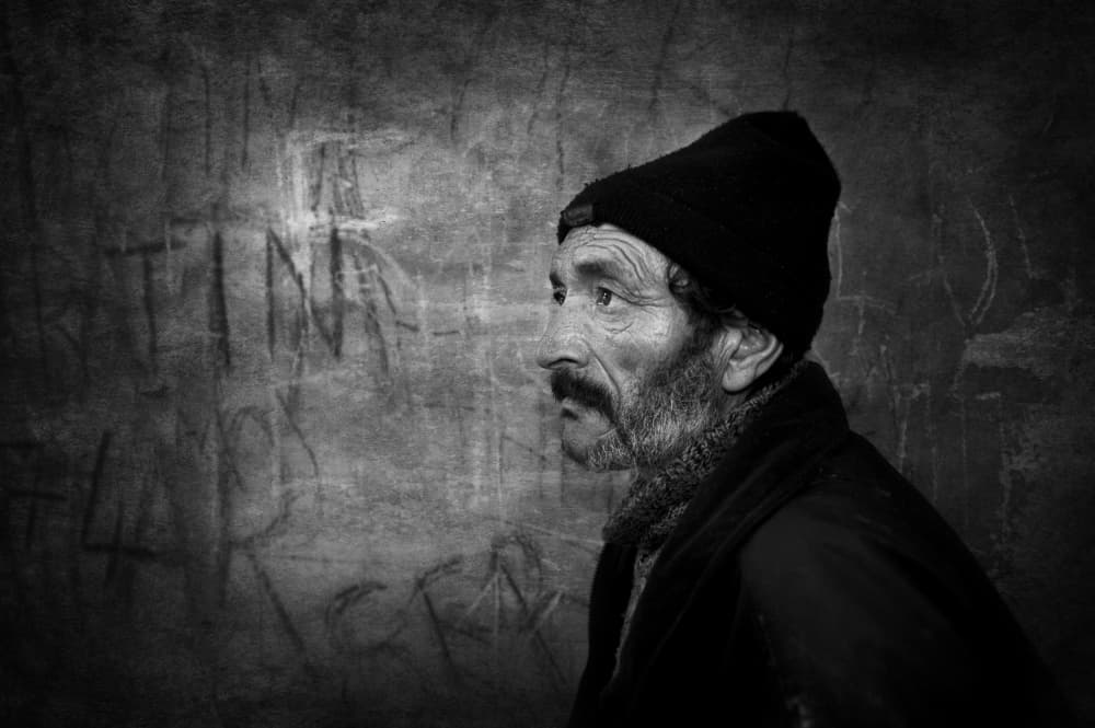 Pensive Man Profile by nebula — canvas wall art