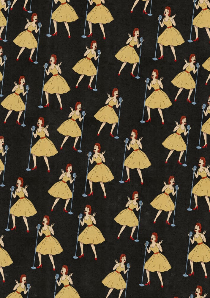 Retro Singing Woman Pattern by Nicholas — canvas wall art