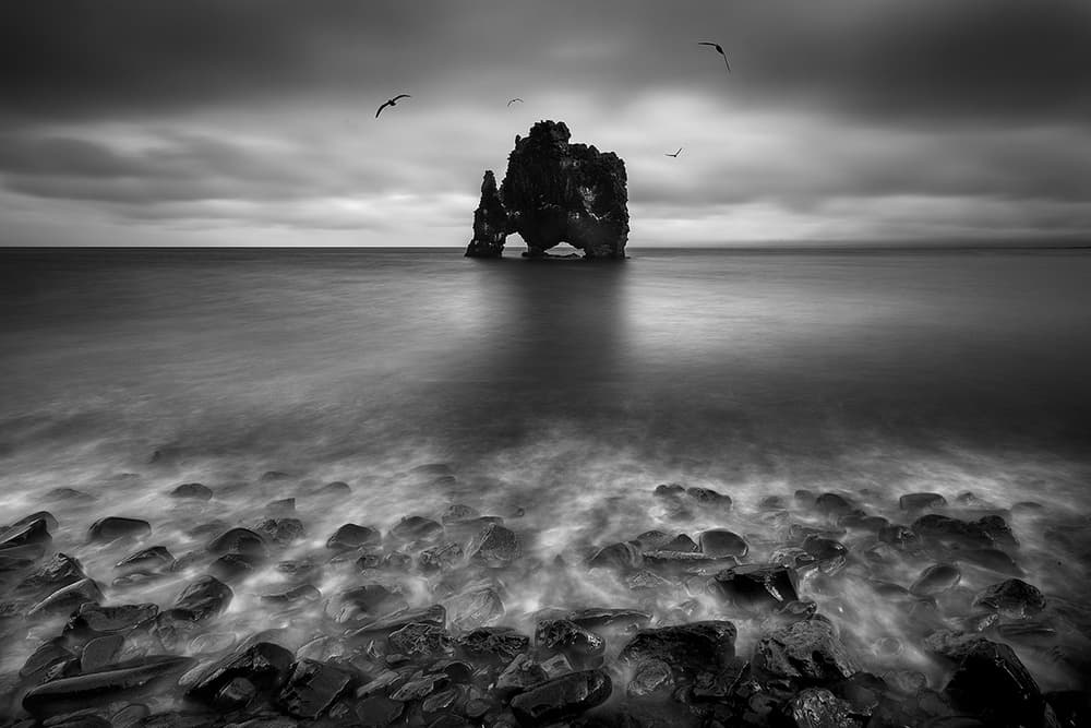 Moody Iceland Sea Stack by Lucjan Stoszko — canvas wall art