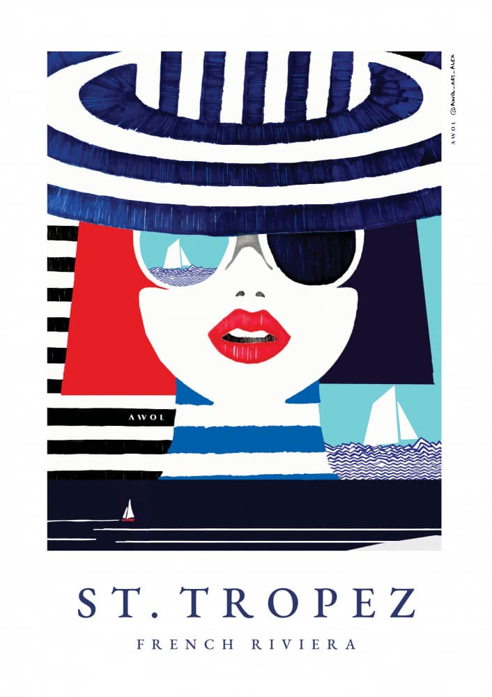 St Tropez Chic Woman by Awol Art Alex — canvas wall art