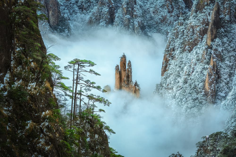 Misty Mountain Peaks by Yuan Cui — canvas wall art
