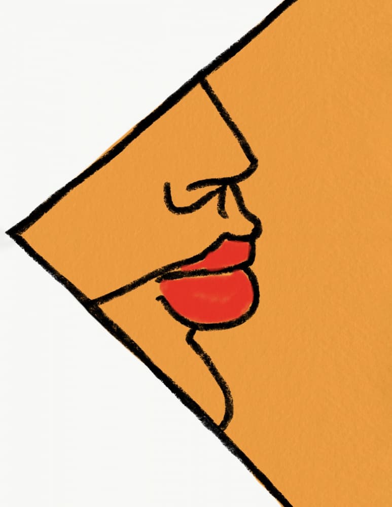 Orange Profile Red Lips by JLC ART — canvas wall art